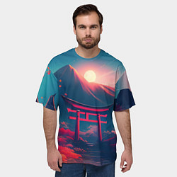 Футболка оверсайз мужская Japan gate drawing, цвет: 3D-принт — фото 2