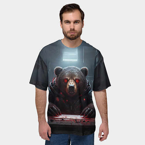 Мужская футболка оверсайз Голодный мишка / 3D-принт – фото 3
