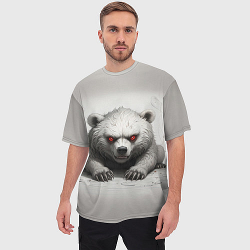 Мужская футболка оверсайз Агрессивный медвежонок / 3D-принт – фото 3