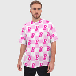 Футболка оверсайз мужская Розовая шашка и Барби, цвет: 3D-принт — фото 2