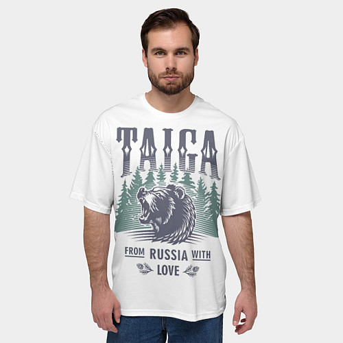 Мужская футболка оверсайз Тайга - из России с любовью / 3D-принт – фото 3