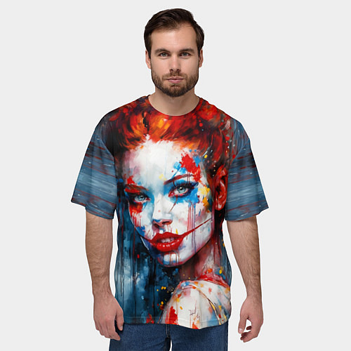 Мужская футболка оверсайз Clown girl / 3D-принт – фото 3