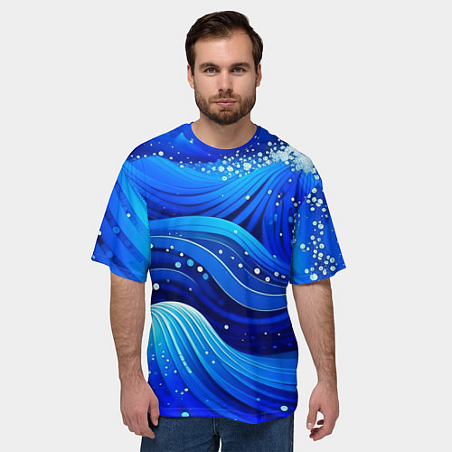 Мужская футболка оверсайз Волны - текстура от нейросети / 3D-принт – фото 3