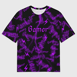 Футболка оверсайз мужская Геймер - паттерн, цвет: 3D-принт