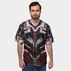 Футболка оверсайз мужская Красная кибер броня, цвет: 3D-принт — фото 2