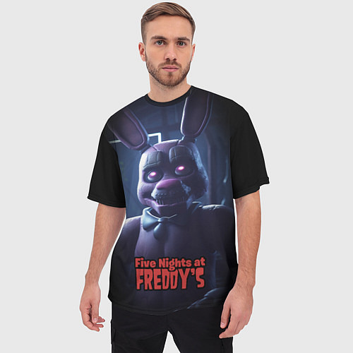 Мужская футболка оверсайз Five Nights at Freddys Bonnie / 3D-принт – фото 3