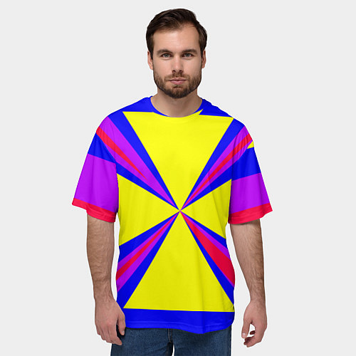Мужская футболка оверсайз Абстракция геометрическая / 3D-принт – фото 3