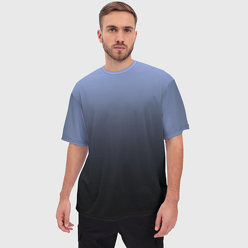 Мужская футболка оверсайз Градиент сиренево-черный / 3D-принт – фото 3