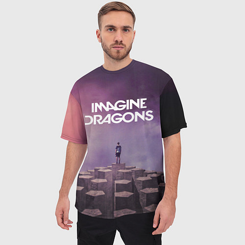 Мужская футболка оверсайз Imagine Dragons обложка альбома Night Visions / 3D-принт – фото 3