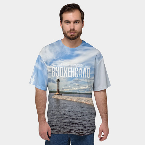 Мужская футболка оверсайз Маяк на Ладоге / 3D-принт – фото 3