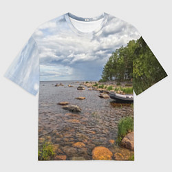 Футболка оверсайз мужская Лодка на Ладоге, цвет: 3D-принт