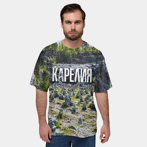 Мужская футболка оверсайз Карелия / 3D-принт – фото 3