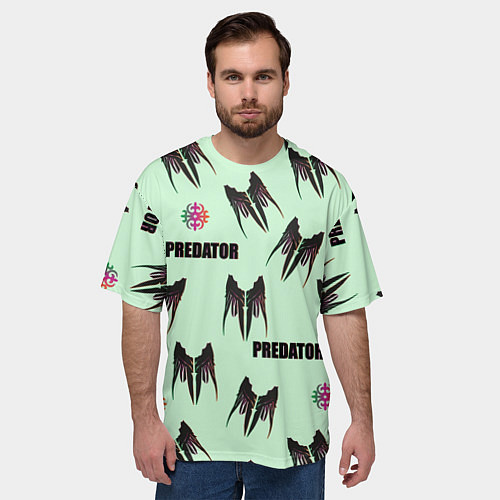 Мужская футболка оверсайз Хищник - логотип / 3D-принт – фото 3