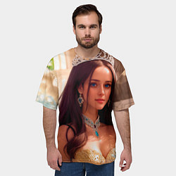 Футболка оверсайз мужская Девушка принцесса в алмазных украшениях, цвет: 3D-принт — фото 2