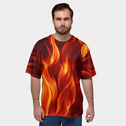 Футболка оверсайз мужская Пламя огня, цвет: 3D-принт — фото 2