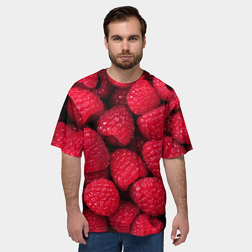 Мужская футболка оверсайз Малина - паттерн / 3D-принт – фото 3