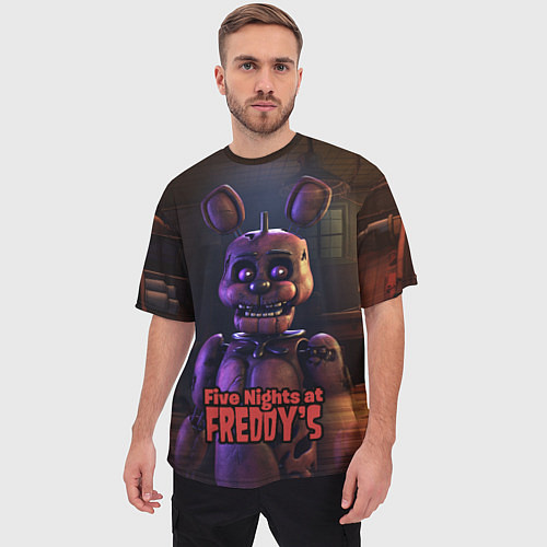 Мужская футболка оверсайз Five Nights at Freddys Bonnie / 3D-принт – фото 3