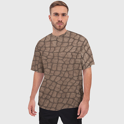 Мужская футболка оверсайз Кожа крокодила крупная / 3D-принт – фото 3