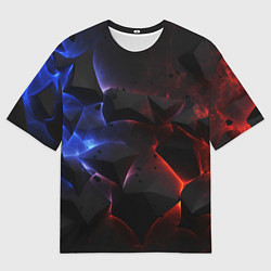 Футболка оверсайз мужская Объемные черные плиты, цвет: 3D-принт