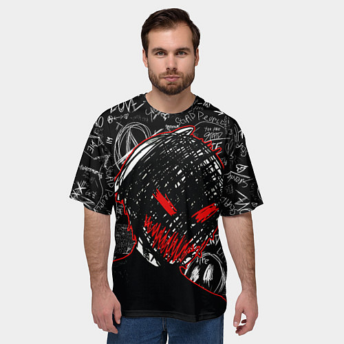 Мужская футболка оверсайз Токийский гуль - Dead inside mood / 3D-принт – фото 3