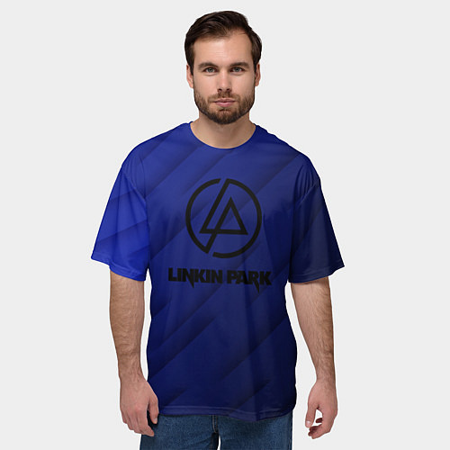 Мужская футболка оверсайз Linkin park лого градиент / 3D-принт – фото 3
