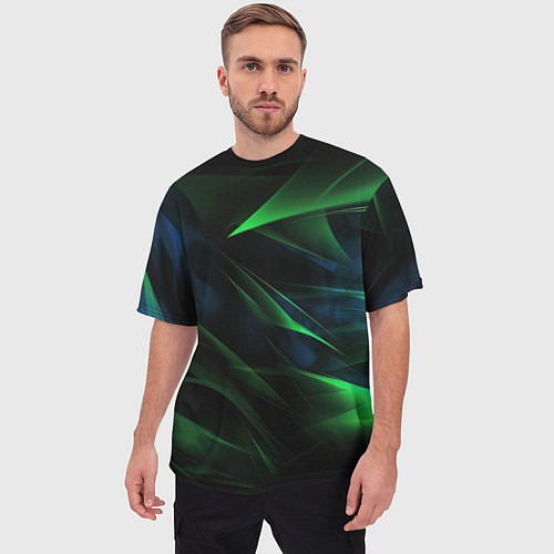 Мужская футболка оверсайз Dark green background / 3D-принт – фото 3