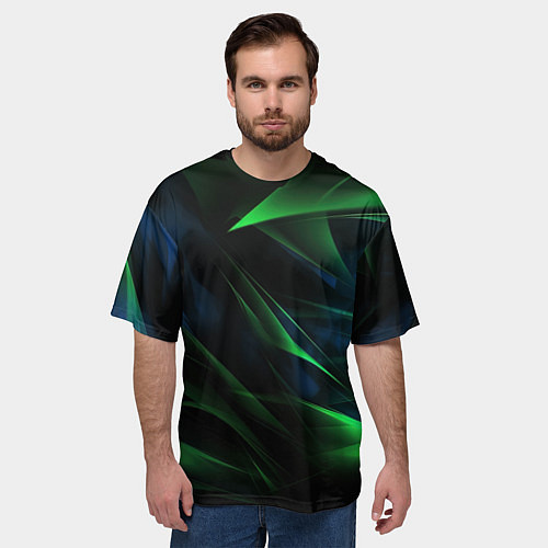 Мужская футболка оверсайз Dark green background / 3D-принт – фото 3