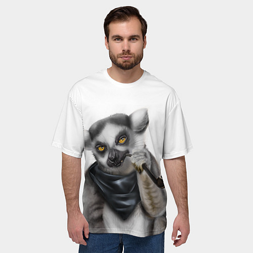 Мужская футболка оверсайз Лемур / 3D-принт – фото 3