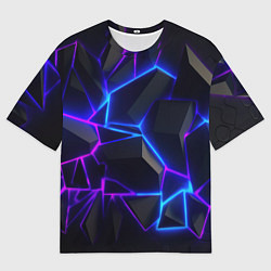 Мужская футболка оверсайз Синий и фиолетовый неон