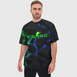 Футболка оверсайз мужская CS GO green blue neon, цвет: 3D-принт — фото 2