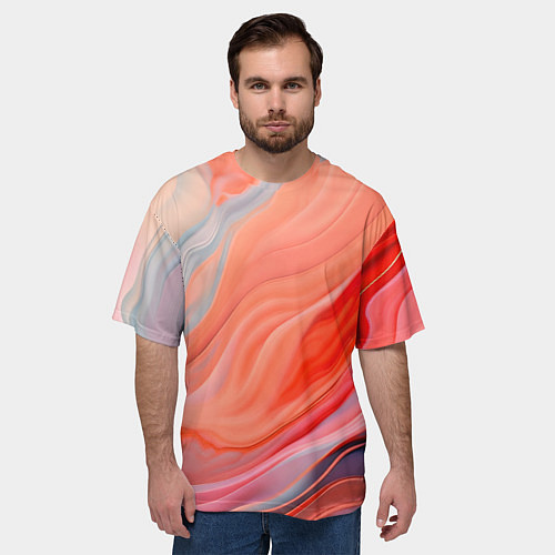Мужская футболка оверсайз Текучий принт от нейросети / 3D-принт – фото 3
