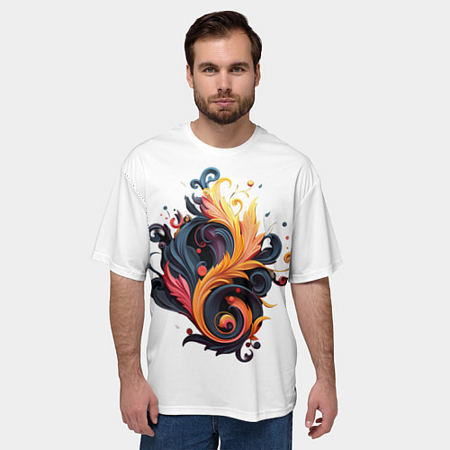 Мужская футболка оверсайз Пламя феникса / 3D-принт – фото 3