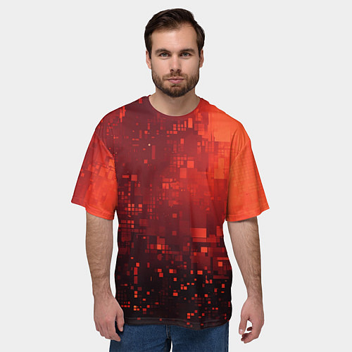 Мужская футболка оверсайз Пиксельные искры / 3D-принт – фото 3