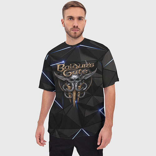 Мужская футболка оверсайз Baldurs Gate 3 black blue / 3D-принт – фото 3