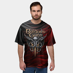 Футболка оверсайз мужская Baldurs Gate 3 logo dark red black, цвет: 3D-принт — фото 2
