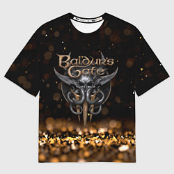 Футболка оверсайз мужская Baldurs Gate 3 logo dark gold logo, цвет: 3D-принт