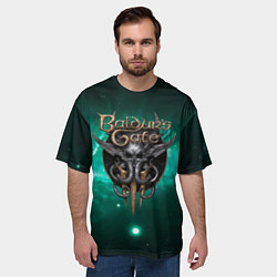 Футболка оверсайз мужская Baldurs Gate 3 logo green, цвет: 3D-принт — фото 2
