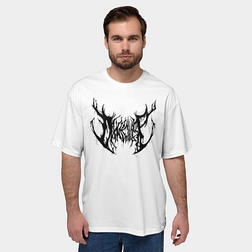 Мужская футболка оверсайз Dxnkwer Белые с черным логотипом / 3D-принт – фото 3