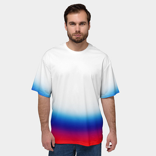 Мужская футболка оверсайз Флаг России градиент / 3D-принт – фото 3