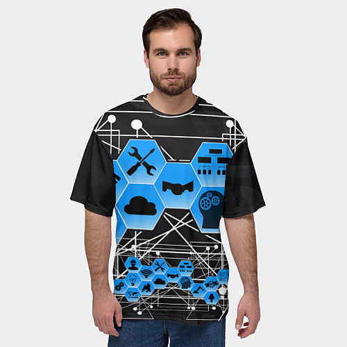 Мужская футболка оверсайз Виртуальный мир / 3D-принт – фото 3