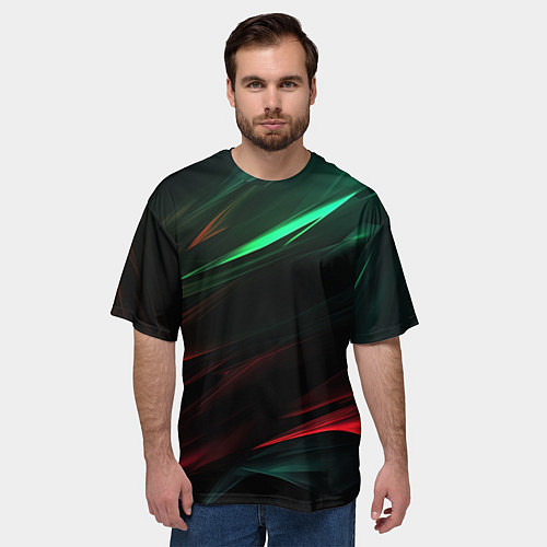 Мужская футболка оверсайз Dark red and green / 3D-принт – фото 3