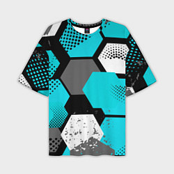 Футболка оверсайз мужская Шестиугольники абстрактный фон, цвет: 3D-принт