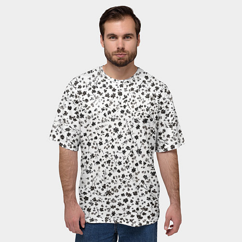 Мужская футболка оверсайз Маленькие цветочки паттерн / 3D-принт – фото 3