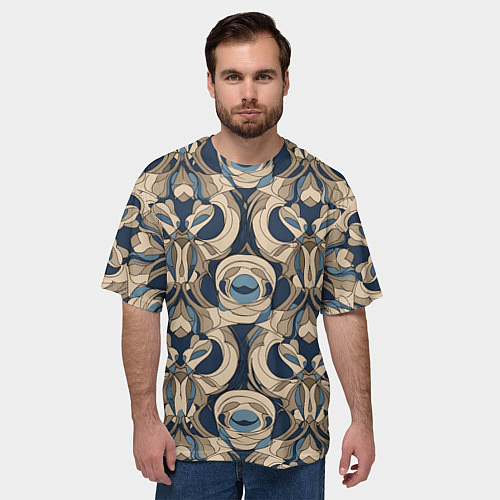 Мужская футболка оверсайз Коричневый узор паттерн / 3D-принт – фото 3