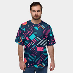 Футболка оверсайз мужская Абстракция синяя паттерн, цвет: 3D-принт — фото 2
