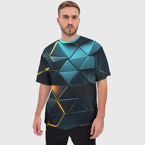 Мужская футболка оверсайз Объемные частицы с подсветкой / 3D-принт – фото 3
