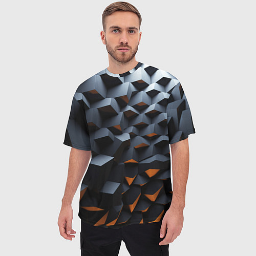 Мужская футболка оверсайз Объемные углы / 3D-принт – фото 3