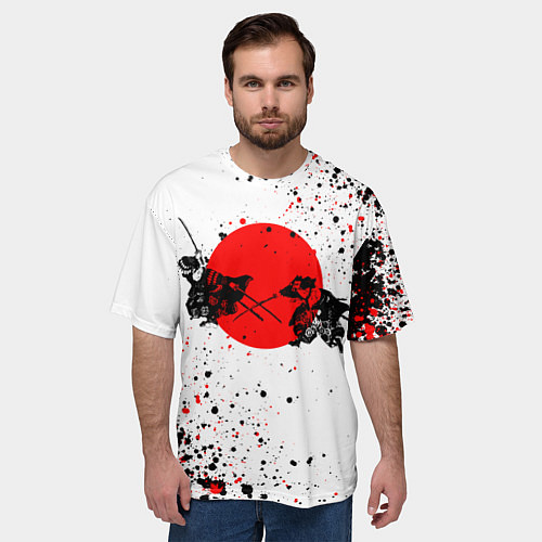Мужская футболка оверсайз Два самурая / 3D-принт – фото 3