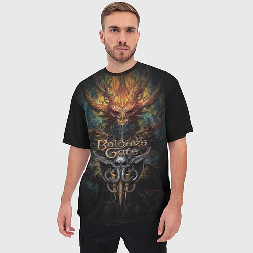 Мужская футболка оверсайз Baldurs Gate 3 demon / 3D-принт – фото 3