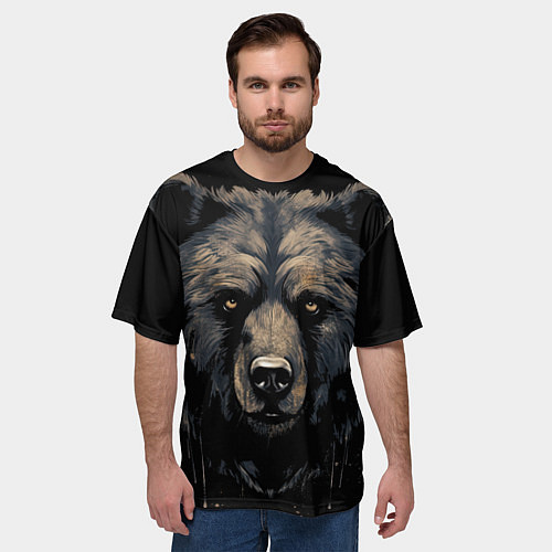 Мужская футболка оверсайз Крупный медведь / 3D-принт – фото 3